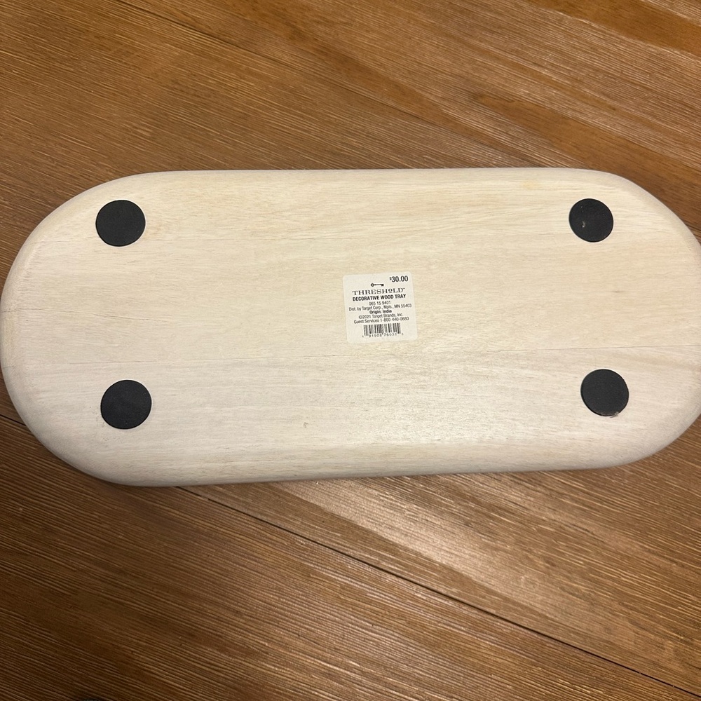 Wooden Oval Tray with Black Accents